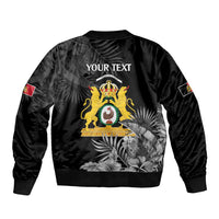 First Empire of Haiti Personalized Bomber Jacket Black Hibiscus Liberte ou la Mort!