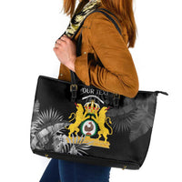 First Empire of Haiti Personalized Leather Tote Bag Black Hibiscus Liberte ou la Mort!