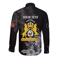 First Empire of Haiti Personalized Long Sleeve Button Shirt Black Hibiscus Liberte ou la Mort!