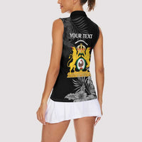 First Empire of Haiti Personalized Women Sleeveless Polo Shirt Black Hibiscus Liberte ou la Mort!