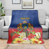 Second Empire of Haiti 1849-1859 Personalized Blanket Tropical Hibiscus Flowers