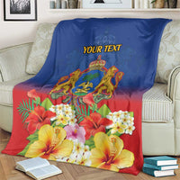 Second Empire of Haiti 1849-1859 Personalized Blanket Tropical Hibiscus Flowers