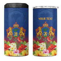 Second Empire of Haiti 1849-1859 Personalized 4 in 1 Can Cooler Tumbler Tropical Hibiscus Flowers
