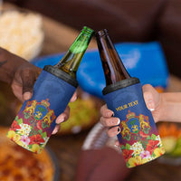 Second Empire of Haiti 1849-1859 Personalized 4 in 1 Can Cooler Tumbler Tropical Hibiscus Flowers