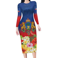 Second Empire of Haiti 1849-1859 Personalized Family Matching Long Sleeve Bodycon Dress and Hawaiian Shirt Tropical Hibiscus Flowers