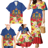Second Empire of Haiti 1849-1859 Personalized Family Matching Mermaid Dress and Hawaiian Shirt Tropical Hibiscus Flowers