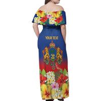 Second Empire of Haiti 1849-1859 Personalized Family Matching Off Shoulder Maxi Dress and Hawaiian Shirt Tropical Hibiscus Flowers
