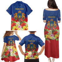 Second Empire of Haiti 1849-1859 Personalized Family Matching Puletasi and Hawaiian Shirt Tropical Hibiscus Flowers