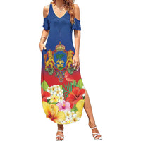 Second Empire of Haiti 1849-1859 Personalized Family Matching Summer Maxi Dress and Hawaiian Shirt Tropical Hibiscus Flowers