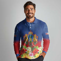 Second Empire of Haiti 1849-1859 Personalized Long Sleeve Polo Shirt Tropical Hibiscus Flowers