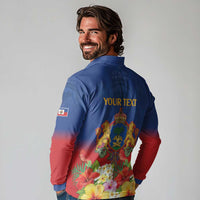 Second Empire of Haiti 1849-1859 Personalized Long Sleeve Polo Shirt Tropical Hibiscus Flowers
