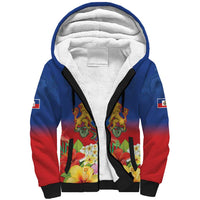 Second Empire of Haiti 1849-1859 Personalized Sherpa Hoodie Tropical Hibiscus Flowers