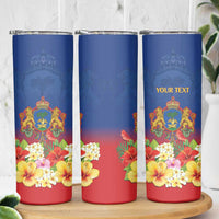 Second Empire of Haiti 1849-1859 Personalized Skinny Tumbler Tropical Hibiscus Flowers