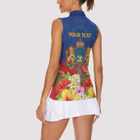 Second Empire of Haiti 1849-1859 Personalized Women Sleeveless Polo Shirt Tropical Hibiscus Flowers