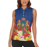 Second Empire of Haiti 1849-1859 Personalized Women Sleeveless Polo Shirt Tropical Hibiscus Flowers