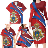 Second Empire of Haiti Personalized Family Matching Long Sleeve Bodycon Dress and Hawaiian Shirt Imperial Flag of Haiti 1849-1859