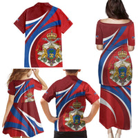 Second Empire of Haiti Personalized Family Matching Puletasi and Hawaiian Shirt Imperial Flag of Haiti 1849-1859