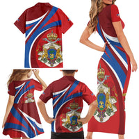 Second Empire of Haiti Personalized Family Matching Short Sleeve Bodycon Dress and Hawaiian Shirt Imperial Flag of Haiti 1849-1859