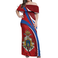 Second Empire of Haiti Personalized Off Shoulder Maxi Dress Imperial Flag of Haiti 1849-1859