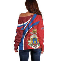 Second Empire of Haiti Personalized Off Shoulder Sweater Imperial Flag of Haiti 1849-1859