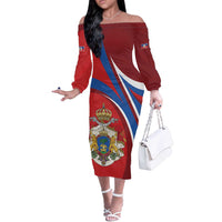Second Empire of Haiti Personalized Off The Shoulder Long Sleeve Dress Imperial Flag of Haiti 1849-1859