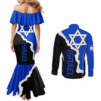 custom-israel-couples-matching-mermaid-dress-and-long-sleeve-button-shirts-stars-of-david-sporty-style