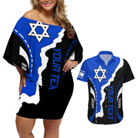 Custom Israel Couples Matching Off Shoulder Short Dress and Hawaiian Shirt Stars of David Sporty Style LT9 - Wonder Print Shop