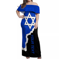 Custom Israel Off Shoulder Maxi Dress Stars of David Sporty Style - Wonder Print Shop