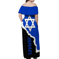 Custom Israel Off Shoulder Maxi Dress Stars of David Sporty Style - Wonder Print Shop