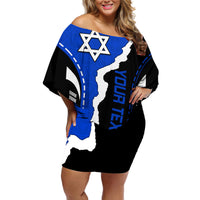 Custom Israel Off Shoulder Short Dress Stars of David Sporty Style - Wonder Print Shop