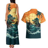 Everglades Alligator Alcatraz Vintage Couples Matching Tank Maxi Dress and Hawaiian Shirt - Wonder Print Shop