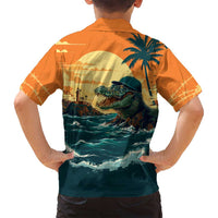 Everglades Alligator Alcatraz Vintage Family Matching Long Sleeve Bodycon Dress and Hawaiian Shirt - Wonder Print Shop