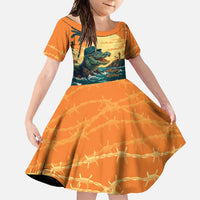 Everglades Alligator Alcatraz Vintage Family Matching Long Sleeve Bodycon Dress and Hawaiian Shirt - Wonder Print Shop