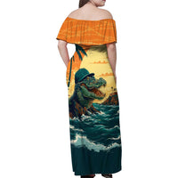 Everglades Alligator Alcatraz Vintage Family Matching Off Shoulder Maxi Dress and Hawaiian Shirt - Wonder Print Shop