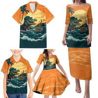 Everglades Alligator Alcatraz Vintage Family Matching Puletasi and Hawaiian Shirt - Wonder Print Shop