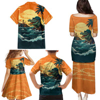 Everglades Alligator Alcatraz Vintage Family Matching Puletasi and Hawaiian Shirt - Wonder Print Shop