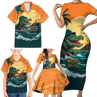 Everglades Alligator Alcatraz Vintage Family Matching Short Sleeve Bodycon Dress and Hawaiian Shirt - Wonder Print Shop