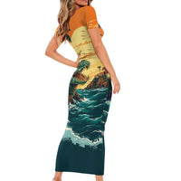 Everglades Alligator Alcatraz Vintage Family Matching Short Sleeve Bodycon Dress and Hawaiian Shirt - Wonder Print Shop