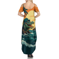 Everglades Alligator Alcatraz Vintage Family Matching Summer Maxi Dress and Hawaiian Shirt - Wonder Print Shop