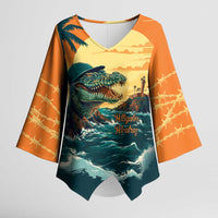 Everglades Alligator Alcatraz Vintage Kimono Sleeve Blouse - Wonder Print Shop