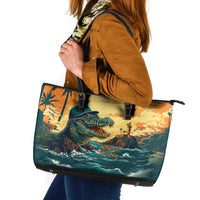 Everglades Alligator Alcatraz Vintage Leather Tote Bag - Wonder Print Shop
