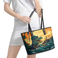 Everglades Alligator Alcatraz Vintage Leather Tote Bag - Wonder Print Shop