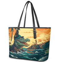 Everglades Alligator Alcatraz Vintage Leather Tote Bag - Wonder Print Shop