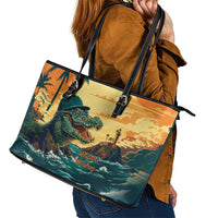 Everglades Alligator Alcatraz Vintage Leather Tote Bag - Wonder Print Shop