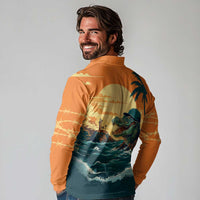 Everglades Alligator Alcatraz Vintage Long Sleeve Polo Shirt - Wonder Print Shop