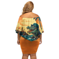 Everglades Alligator Alcatraz Vintage Off Shoulder Short Dress - Wonder Print Shop