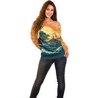 Everglades Alligator Alcatraz Vintage Off Shoulder Sweater - Wonder Print Shop