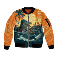 Everglades Alligator Alcatraz Vintage Sleeve Zip Bomber Jacket - Wonder Print Shop