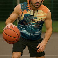 Everglades Alligator Alcatraz Vintage Sleeveless Zip Hoodie - Wonder Print Shop