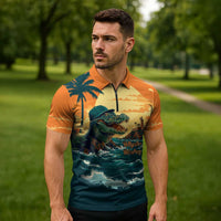 Everglades Alligator Alcatraz Vintage Zipper Polo Shirt - Wonder Print Shop